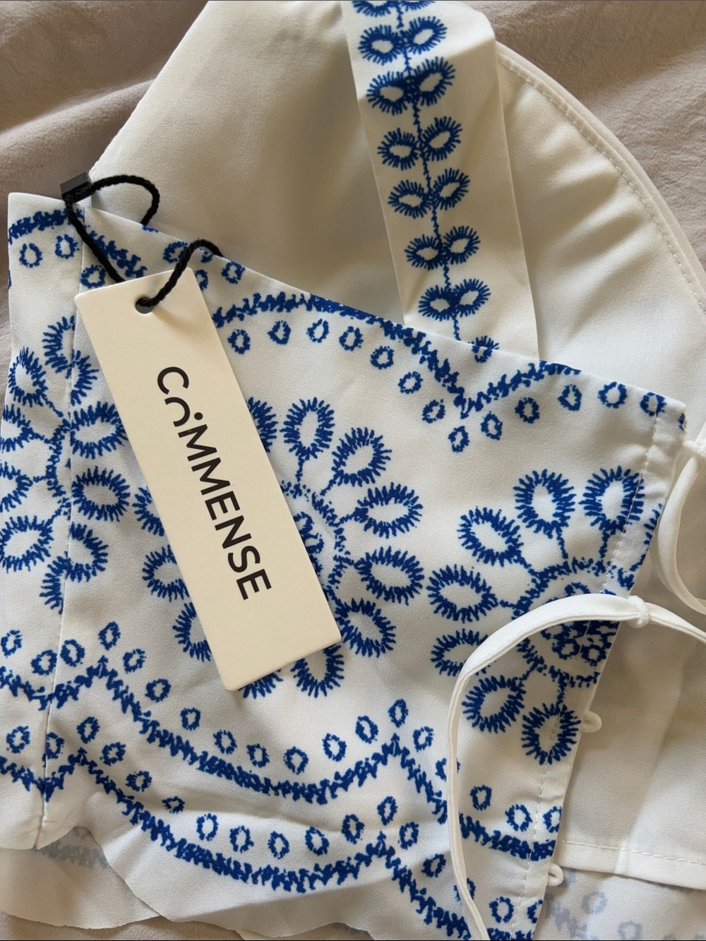 Commense White Maxi Skirt with Blue Embroidered Pattern - Picture 2 of 3